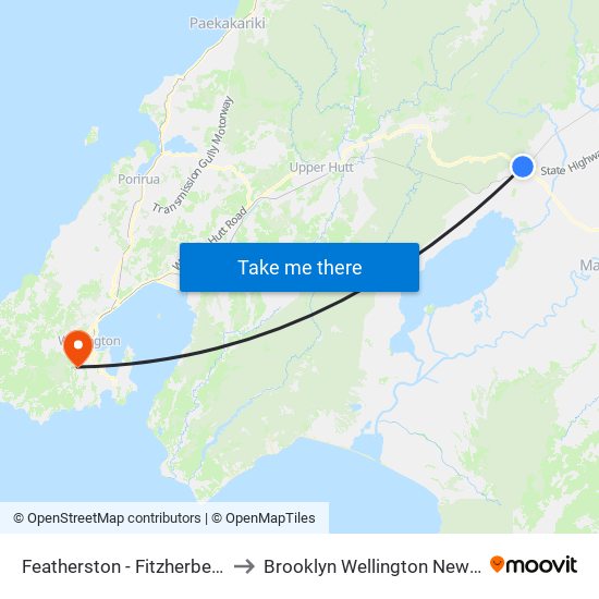 Featherston - Fitzherbert Street to Brooklyn Wellington New Zealand map