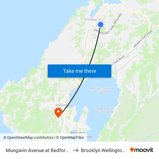 Mungavin Avenue at Bedford Street (Near 200) to Brooklyn Wellington New Zealand map