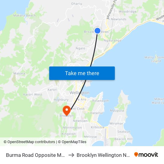 Burma Road Opposite Malvina Major to Brooklyn Wellington New Zealand map