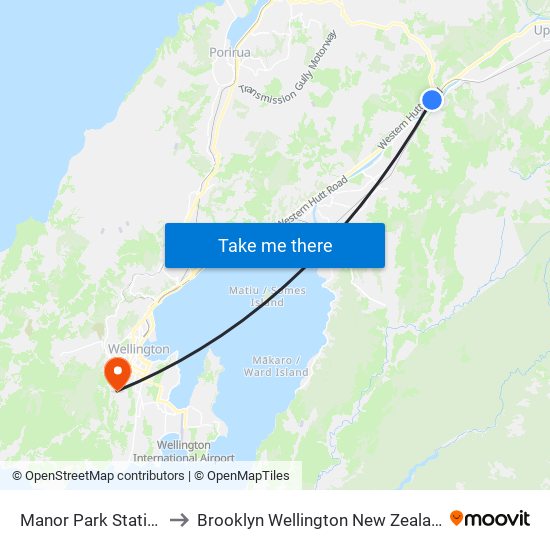 Manor Park Station to Brooklyn Wellington New Zealand map