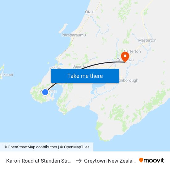 Karori Road at Standen Street to Greytown New Zealand map