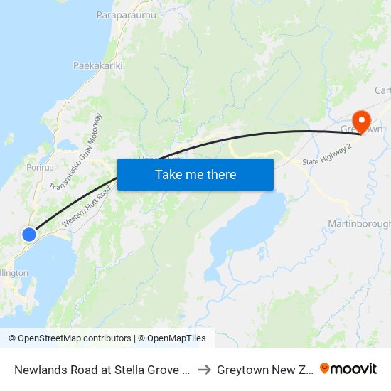 Newlands Road at Stella Grove (Near 143) to Greytown New Zealand map