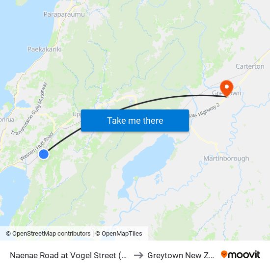 Naenae Road at Vogel Street (Near 162) to Greytown New Zealand map