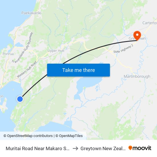 Muritai Road Near Makaro Street to Greytown New Zealand map