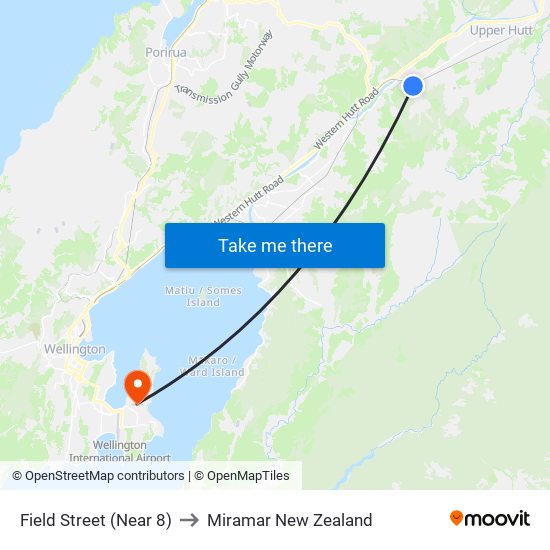 Field Street (Near 8) to Miramar New Zealand map