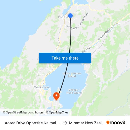 Aotea Drive Opposite Kaimai Place to Miramar New Zealand map