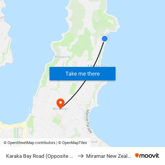 Karaka Bay Road (Opposite 495) to Miramar New Zealand map