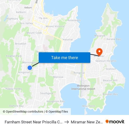 Farnham Street Near Priscilla Crescent to Miramar New Zealand map