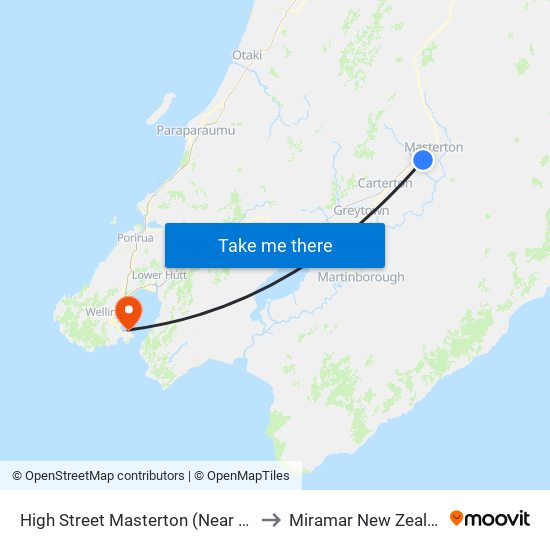 High Street Masterton (Near 165) to Miramar New Zealand map