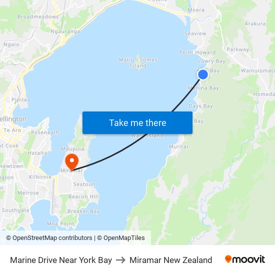 Marine Drive Near York Bay to Miramar New Zealand map