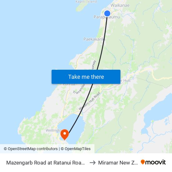 Mazengarb Road at Ratanui Road (Near 209) to Miramar New Zealand map