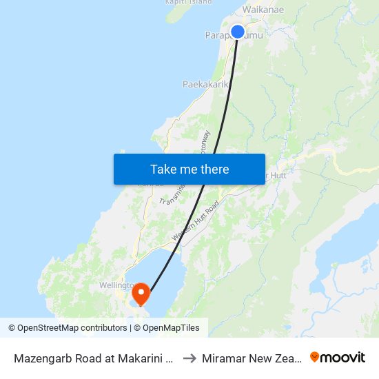 Mazengarb Road at Makarini Street to Miramar New Zealand map