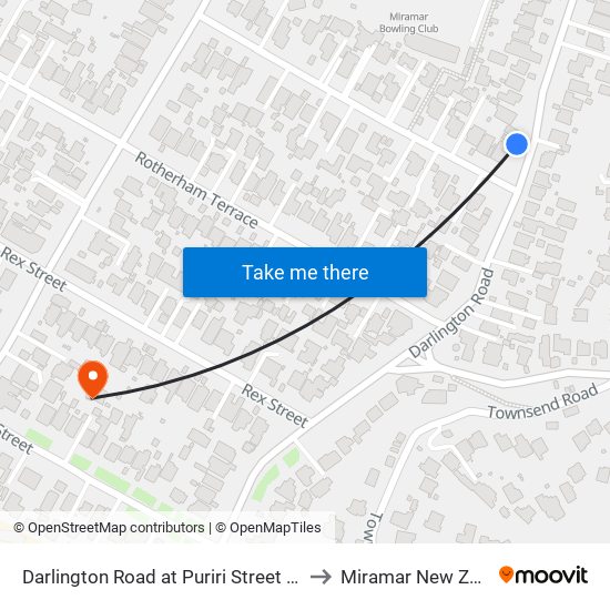 Darlington Road at Puriri Street (Near 33) to Miramar New Zealand map