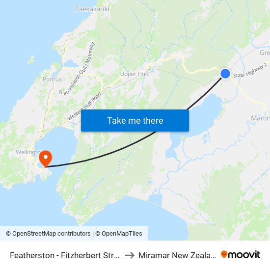 Featherston - Fitzherbert Street to Miramar New Zealand map