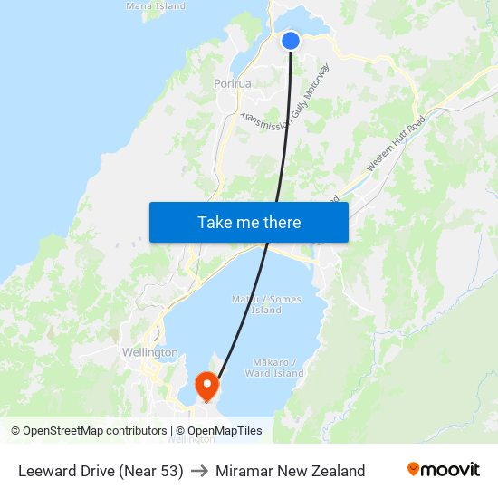 Leeward Drive (Near 53) to Miramar New Zealand map