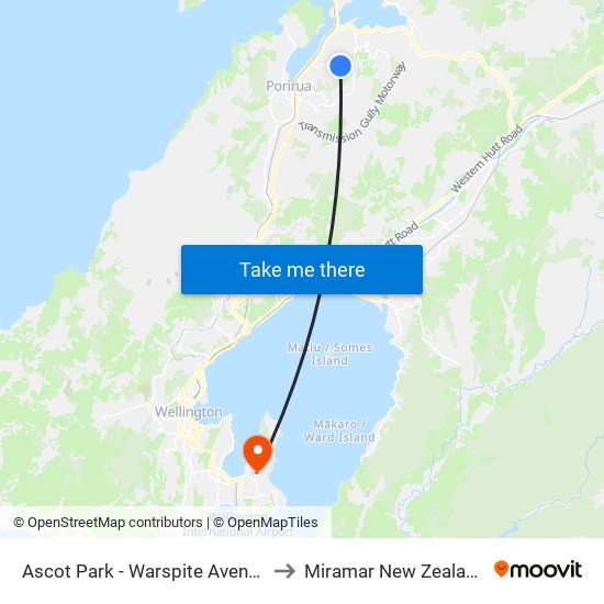 Ascot Park - Warspite Avenue to Miramar New Zealand map