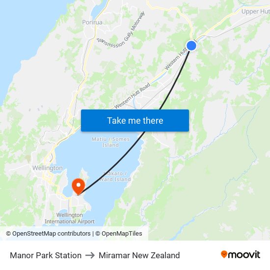 Manor Park Station to Miramar New Zealand map