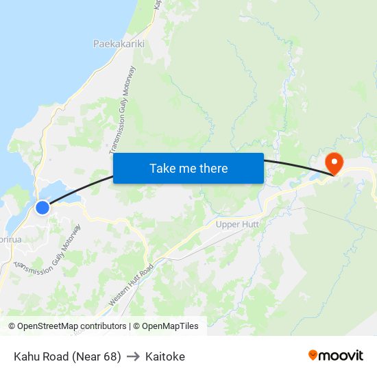 Kahu Road (Near 68) to Kaitoke map