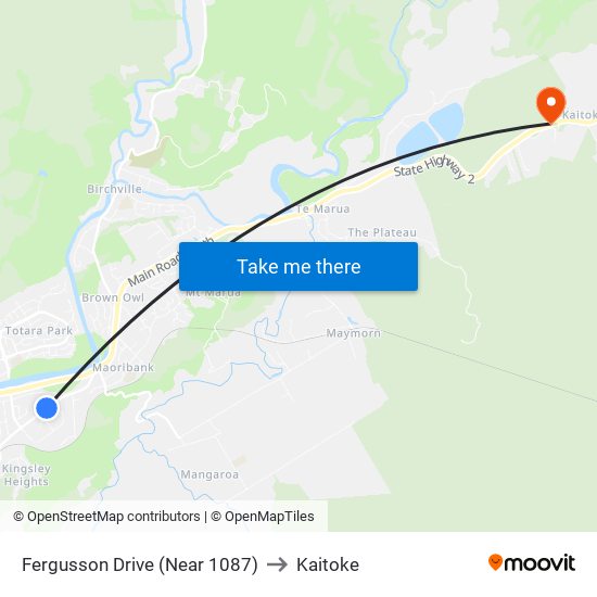 Fergusson Drive (Near 1087) to Kaitoke map