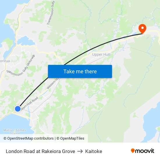 London Road at Rakeiora Grove to Kaitoke map