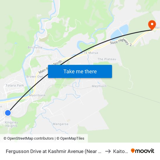 Fergusson Drive at Kashmir Avenue (Near 1025) to Kaitoke map