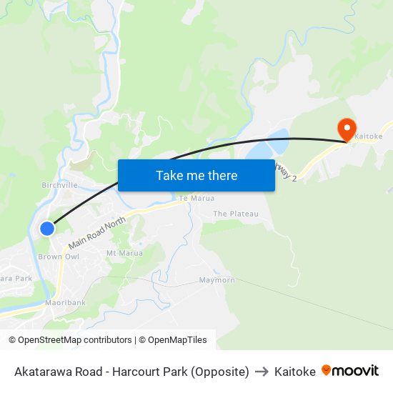 Akatarawa Road - Harcourt Park (Opposite) to Kaitoke map