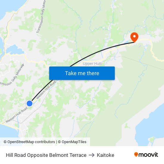 Hill Road Opposite Belmont Terrace to Kaitoke map