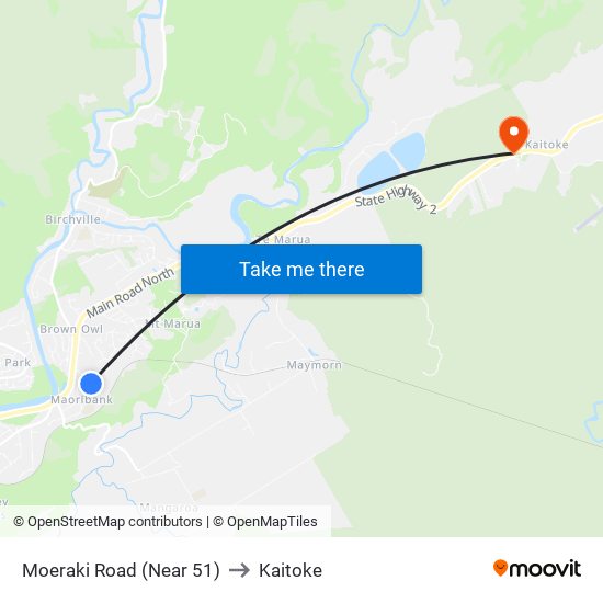 Moeraki Road (Near 51) to Kaitoke map