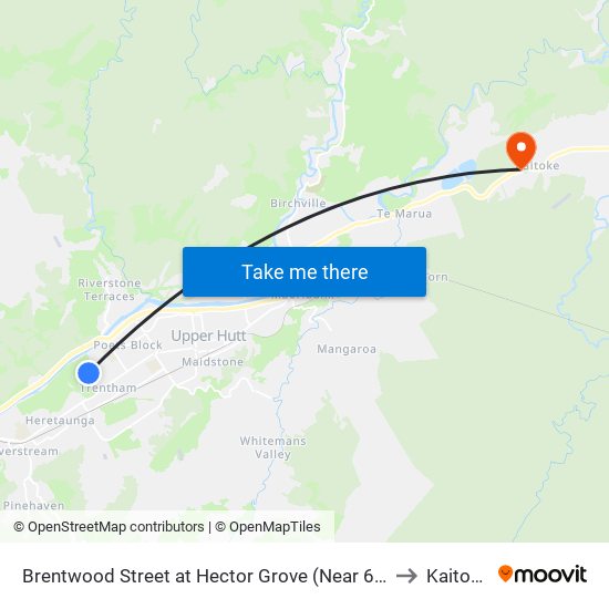 Brentwood Street at Hector Grove (Near 63) to Kaitoke map