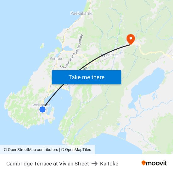 Cambridge Terrace at Vivian Street to Kaitoke map