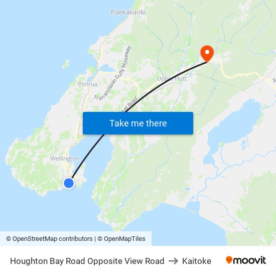 Houghton Bay Road Opposite View Road to Kaitoke map