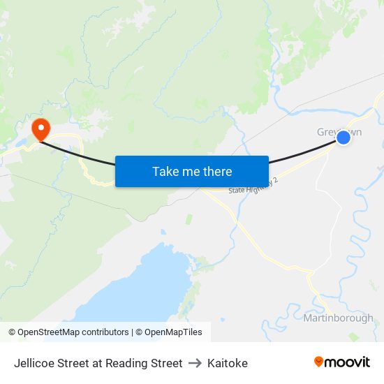 Jellicoe Street at Reading Street to Kaitoke map