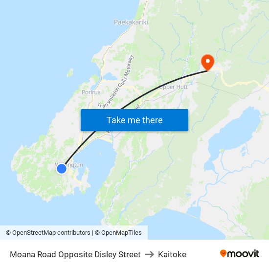 Moana Road Opposite Disley Street to Kaitoke map