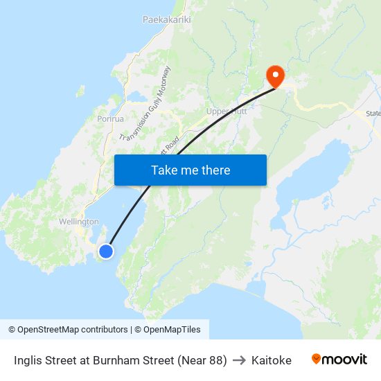 Inglis Street at Burnham Street (Near 88) to Kaitoke map