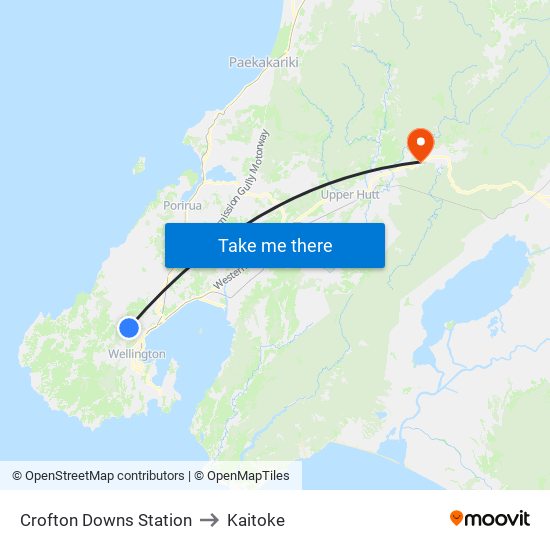 Crofton Downs Station to Kaitoke map
