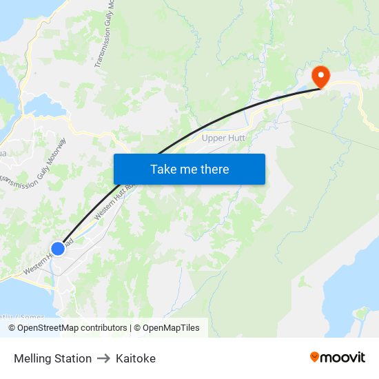 Melling Station to Kaitoke map