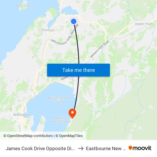 James Cook Drive Opposite Discovery Drive to Eastbourne New Zealand map