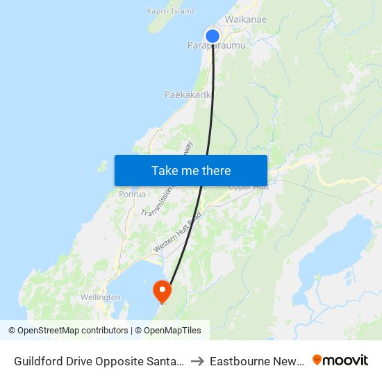 Guildford Drive Opposite Santa Teresa Court to Eastbourne New Zealand map