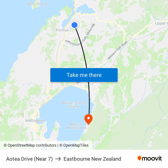 Aotea Drive (Near 7) to Eastbourne New Zealand map