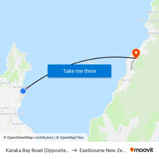 Karaka Bay Road (Opposite 369) to Eastbourne New Zealand map