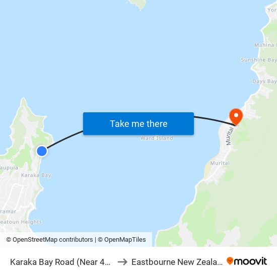 Karaka Bay Road (Near 499) to Eastbourne New Zealand map