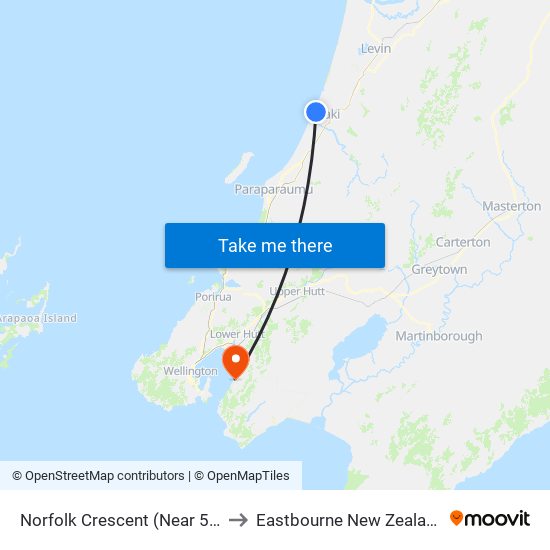 Norfolk Crescent (Near 56) to Eastbourne New Zealand map