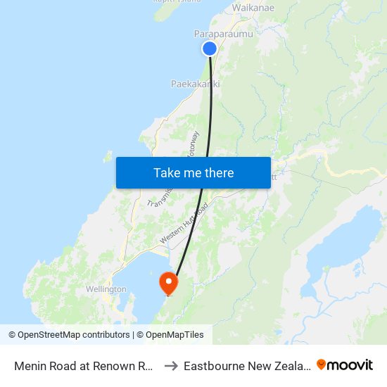 Menin Road at Renown Road to Eastbourne New Zealand map