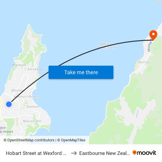 Hobart Street at Wexford Road to Eastbourne New Zealand map