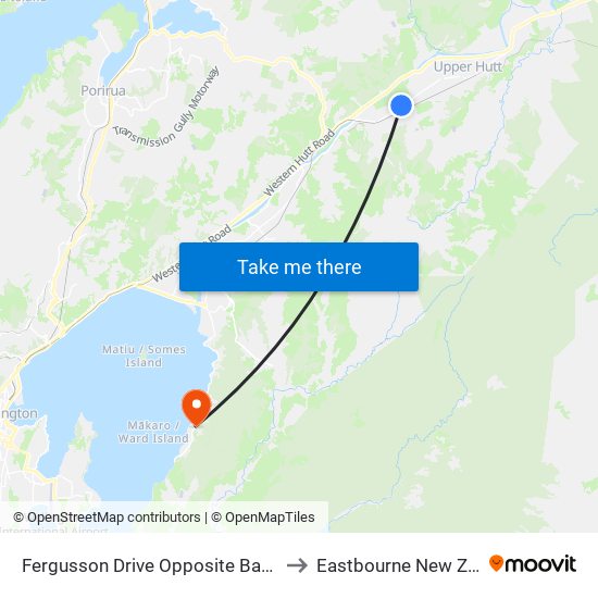 Fergusson Drive Opposite Barton Road to Eastbourne New Zealand map