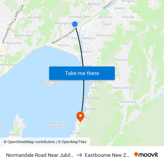 Normandale Road Near Jubilee Park to Eastbourne New Zealand map