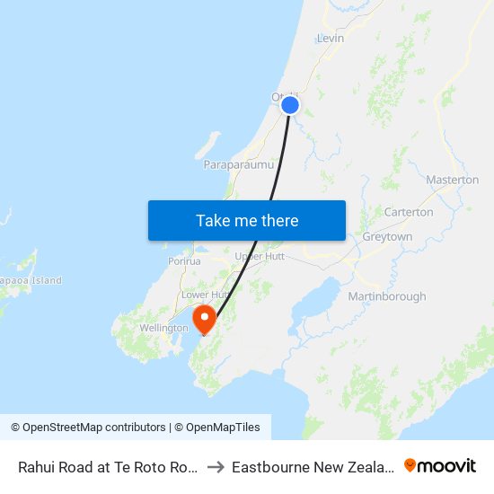 Rahui Road at Te Roto Road to Eastbourne New Zealand map