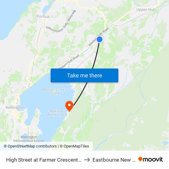 High Street at Farmer Crescent (Near 1348) to Eastbourne New Zealand map