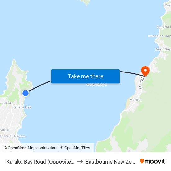 Karaka Bay Road (Opposite 495) to Eastbourne New Zealand map
