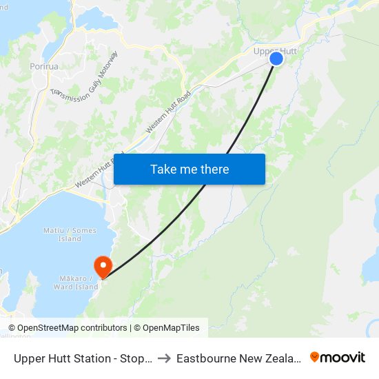 Upper Hutt Station - Stop B to Eastbourne New Zealand map